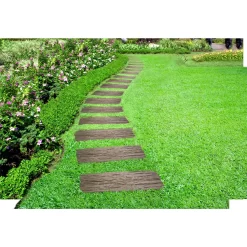 None Railroad Tie Stepping Stone - Earth