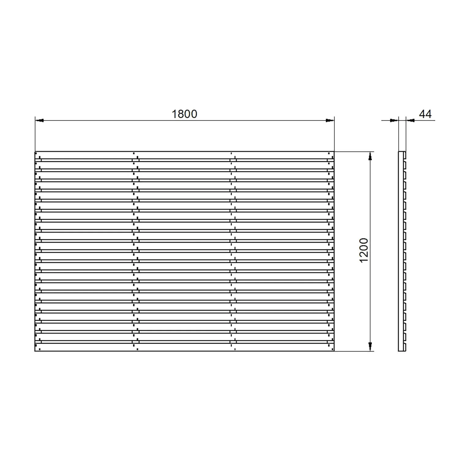 4ft Pressure Treated Contemporary Slatted Fence Panel - Pack Of 3 - Image 3