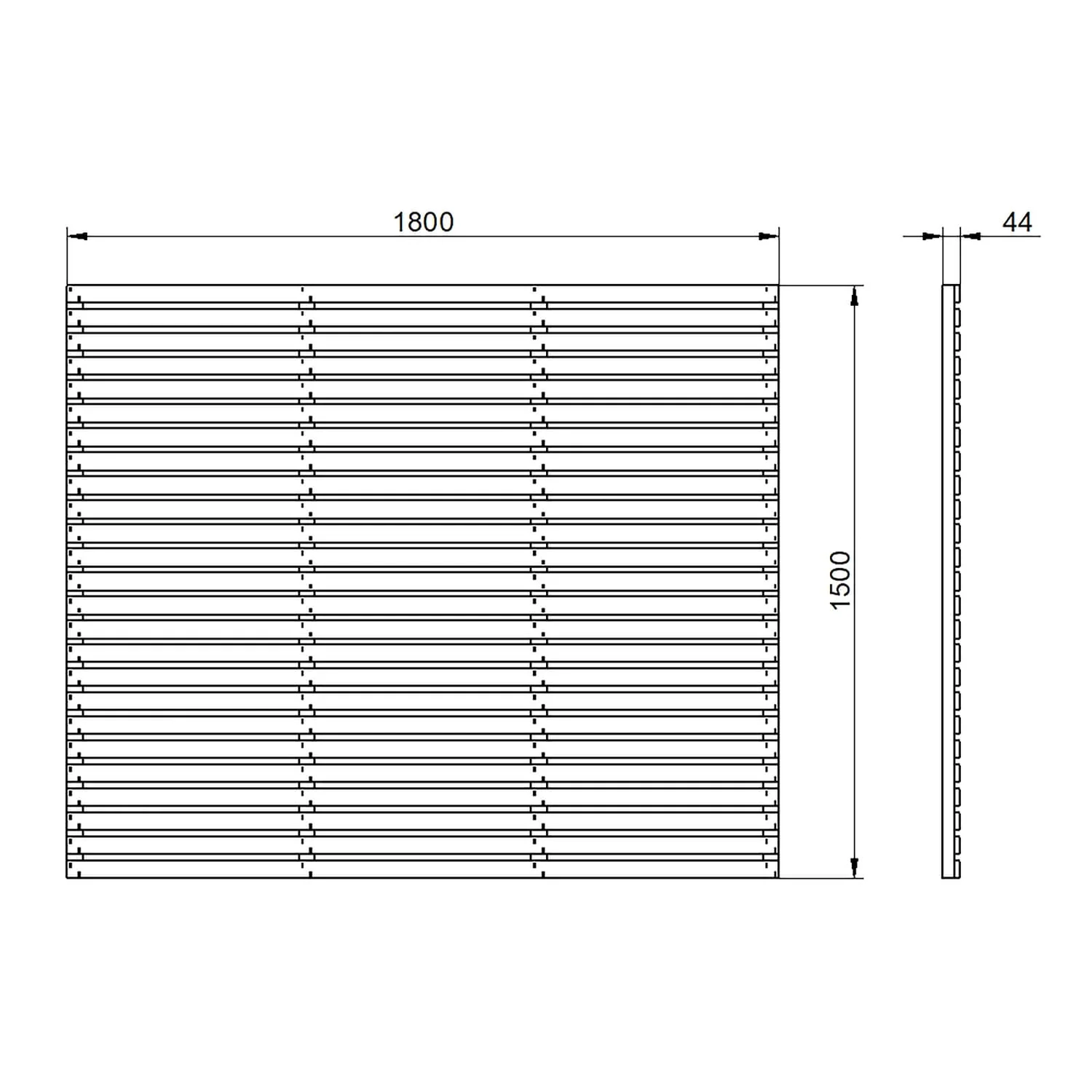 6ft X 5ft (1.8m X 1.5m) Pressure Treated Contemporary Slatted Fence Panel - Pack Of 4 - Image 4