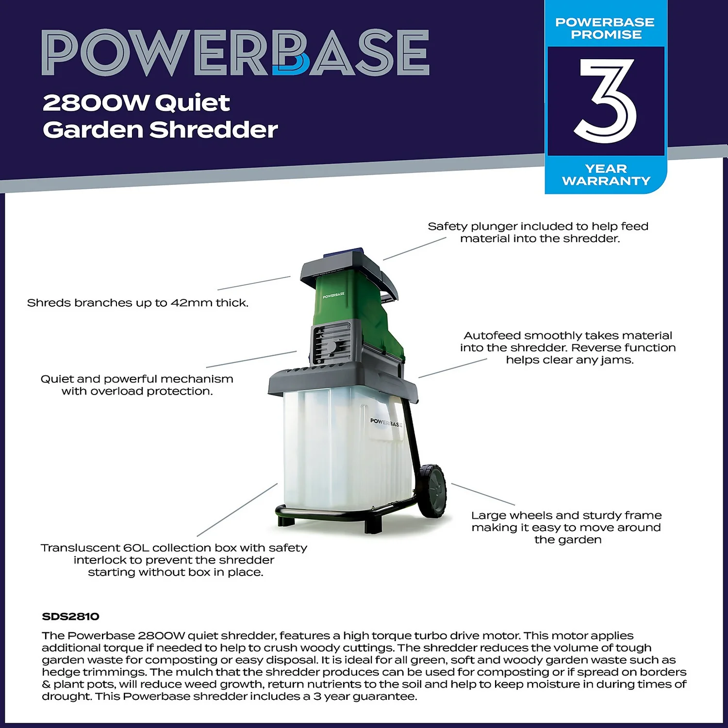 Powerbase 2800W Quiet Shredder - Image 2