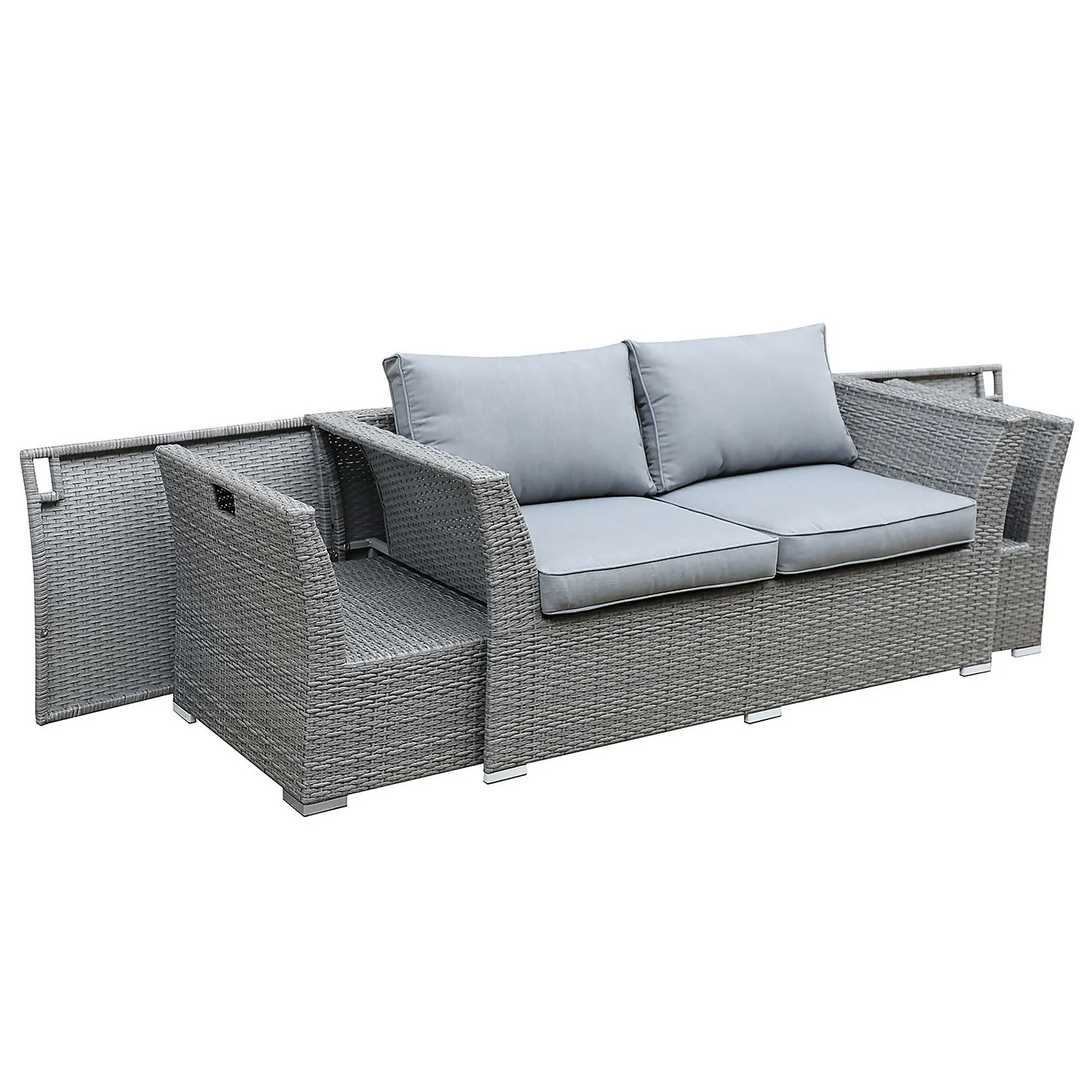 Bambrick 6 Seater Grey Rattan Garden Sofa Set - Image 4
