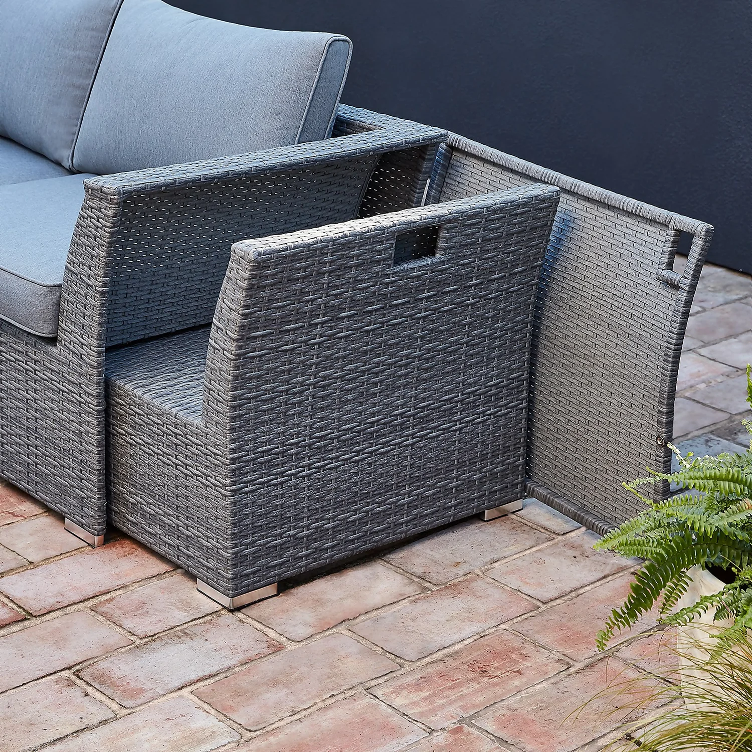 Bambrick 6 Seater Grey Rattan Garden Sofa Set - Image 3