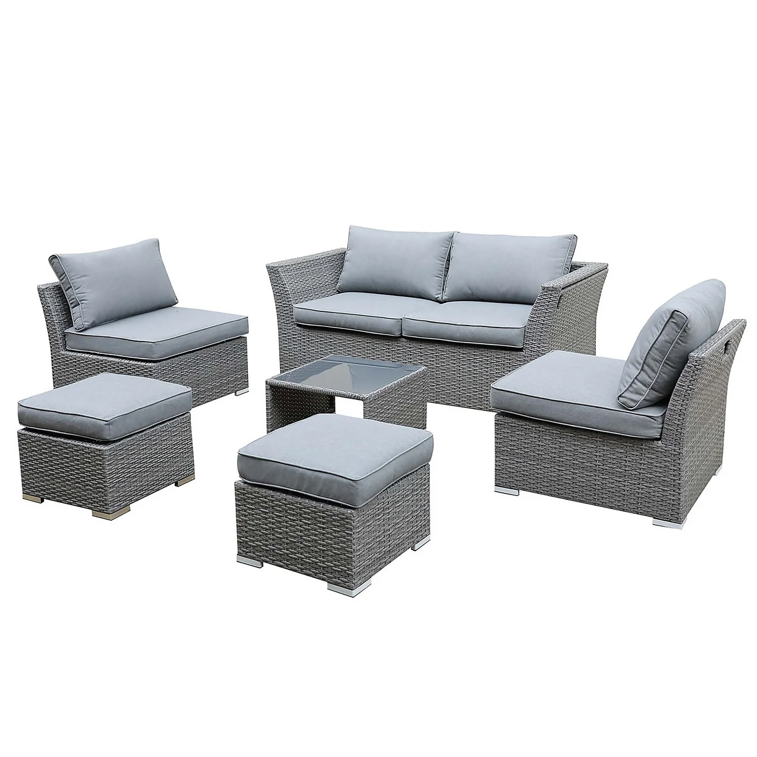 Bambrick 6 Seater Grey Rattan Garden Sofa Set - Image 2
