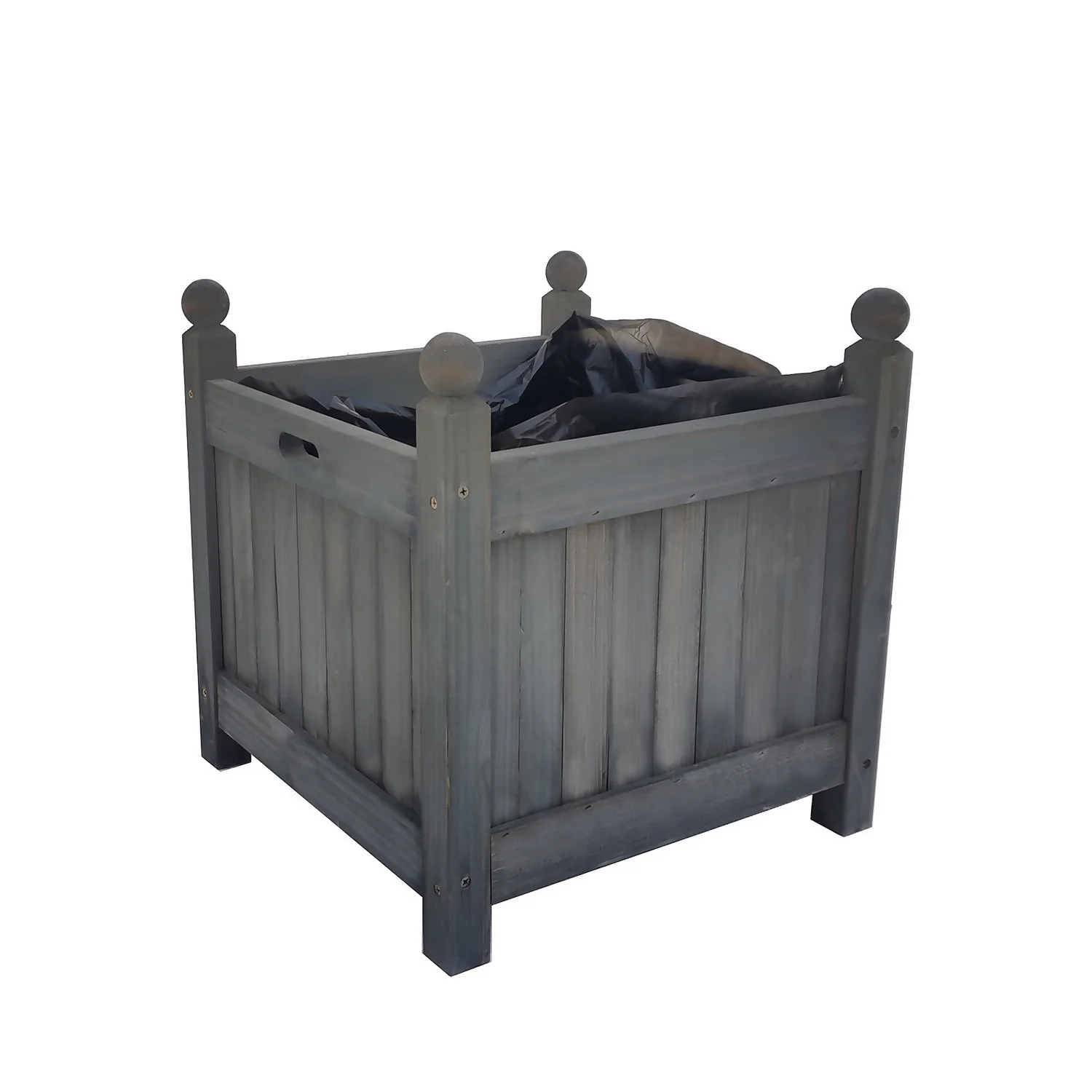 Homebase Medium Wooden Planter Grey