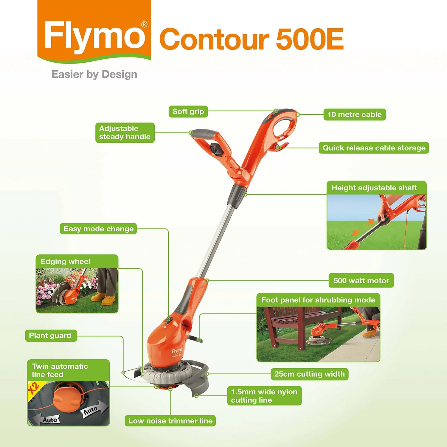Flymo Contour Electric Grass Trimmer - 25cm - Image 8