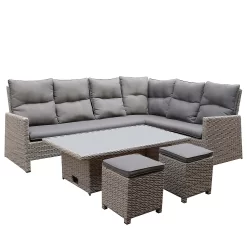 Mortimer Grey Rattan Garden Corner Sofa Set