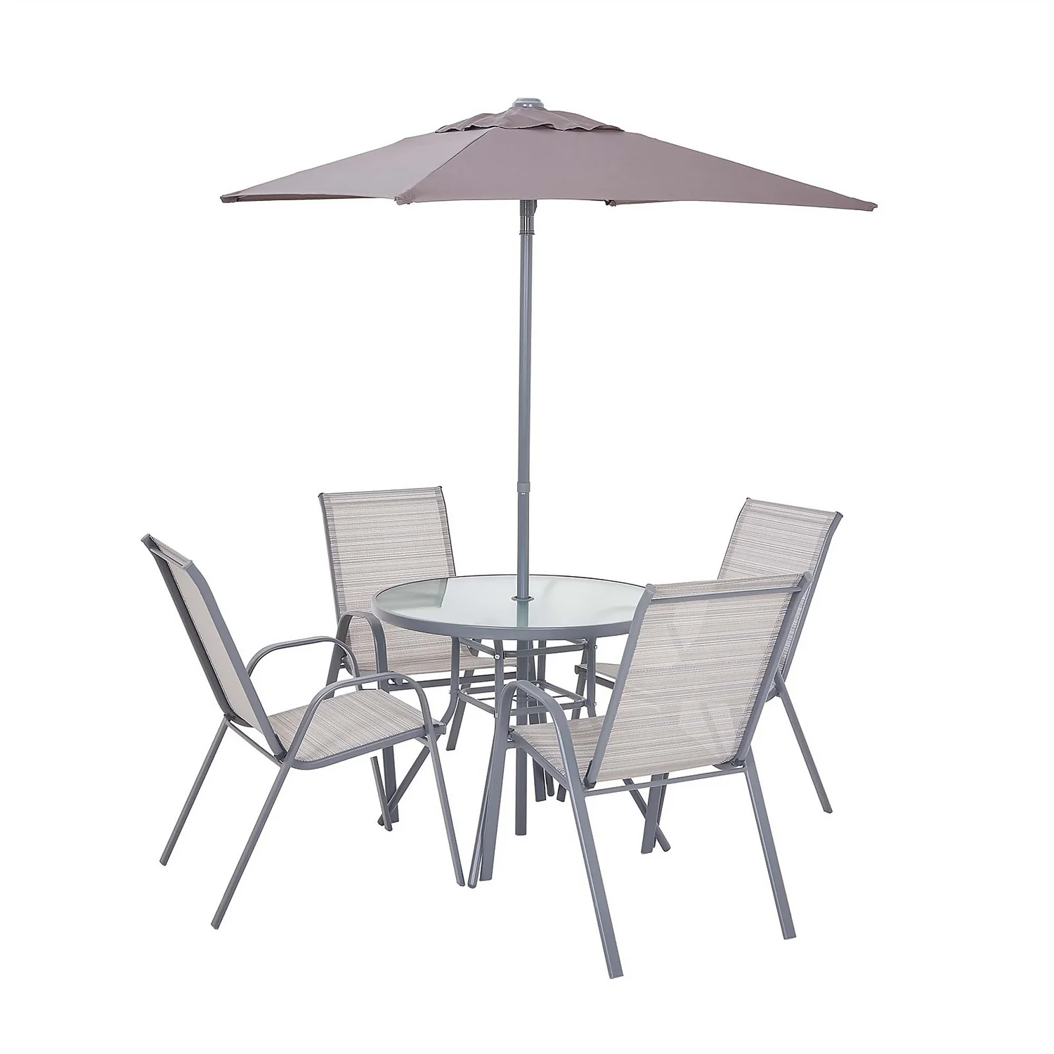 Andorra 4 Seater Garden Dining Set With Parasol - Image 2