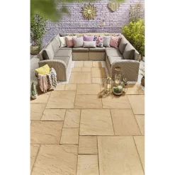 Stylish Stone Chantry Paving Patio Kit 10.22 Sqm Gold