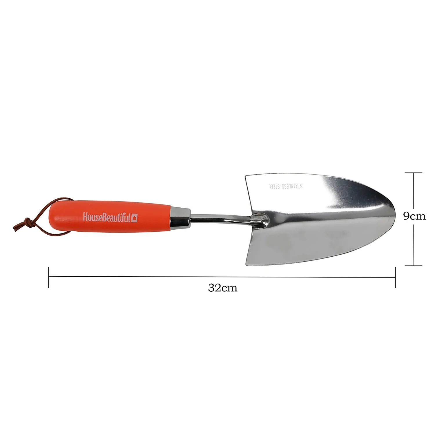 House Beautiful Stainless Steel Hand Trowel With A Zesty Orange Painted Hardwood Handle - Image 3