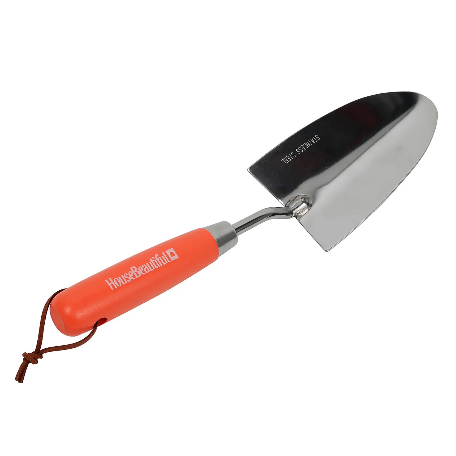 House Beautiful Stainless Steel Hand Trowel With A Zesty Orange Painted Hardwood Handle - Image 4