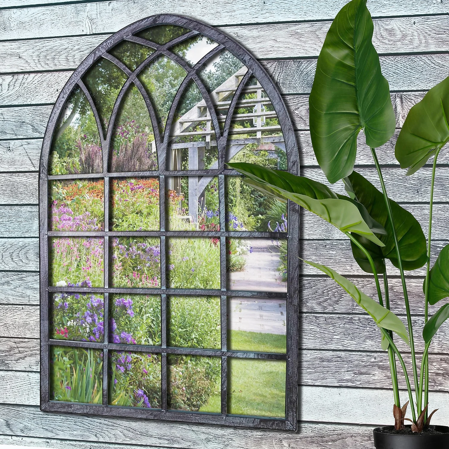 Metal Framed Gothic Outdoor Garden Mirror - Image 2