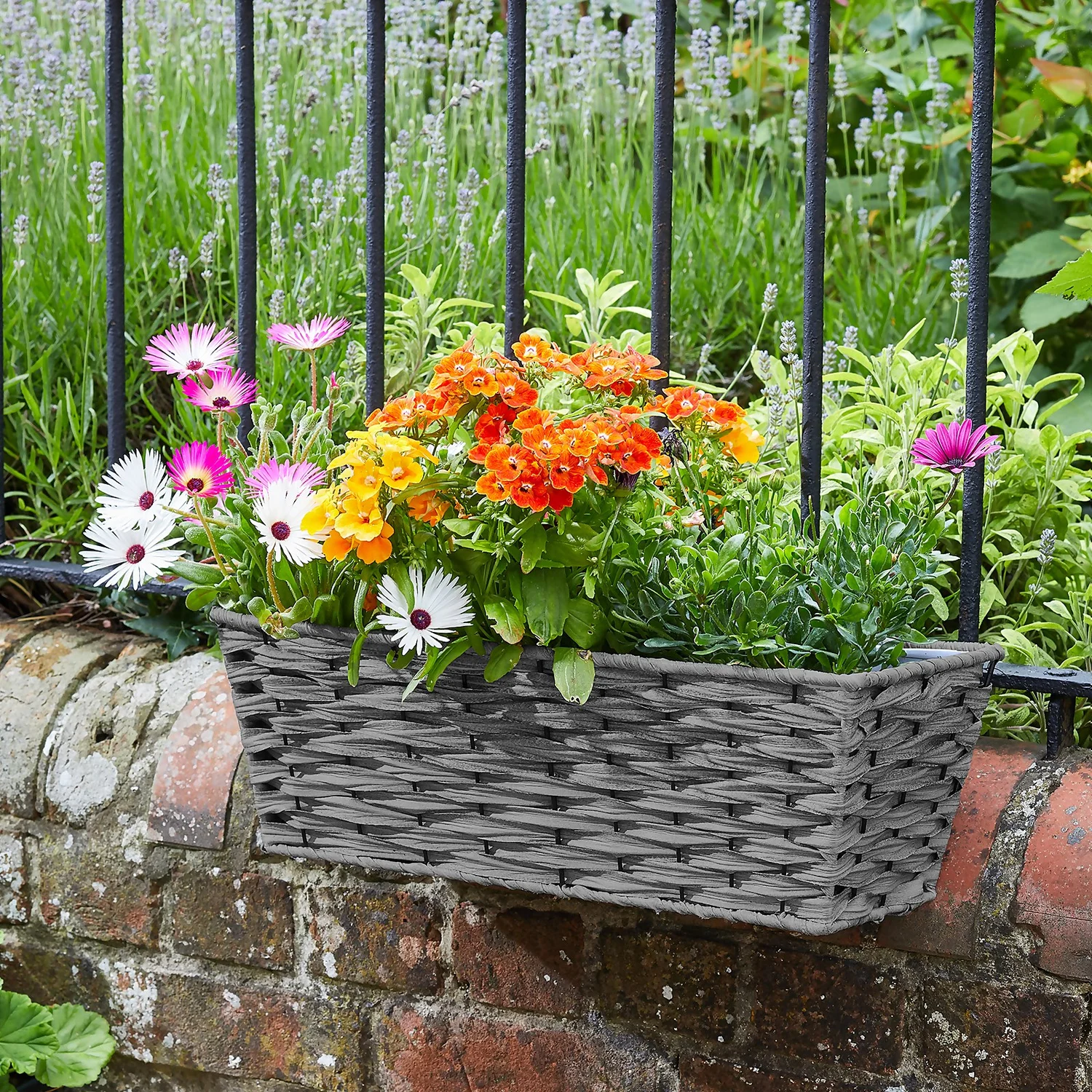 19in Faux Rattan Planter - Slate - Image 2