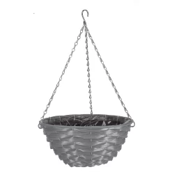 14in Faux Rattan Hanging Basket - Slate