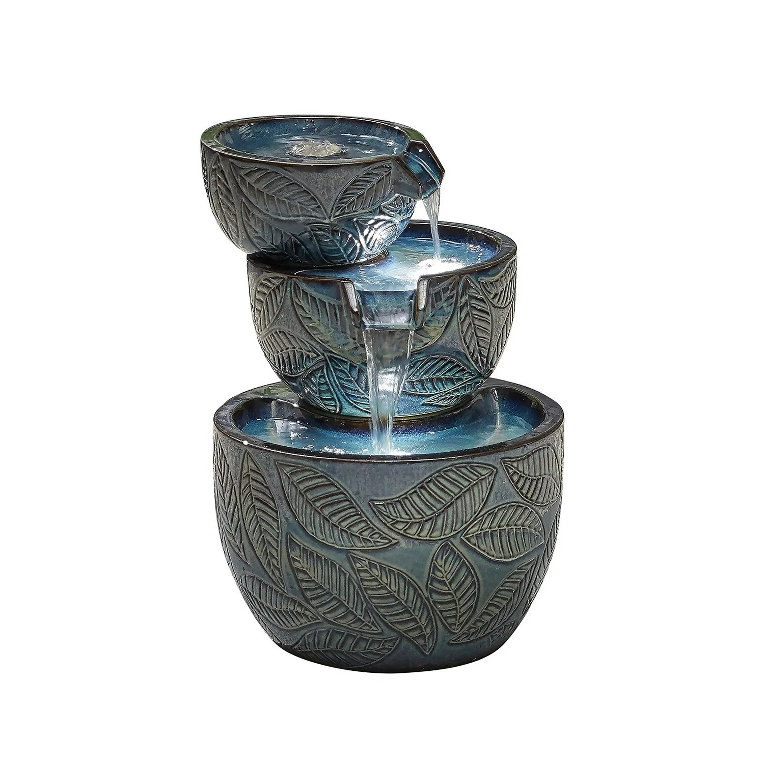 Stylish Fountain Fossil Leaf Water Feature With LEDs