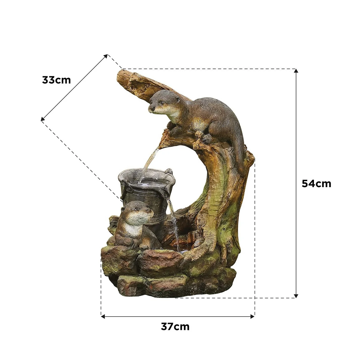 Stylish Fountain Otters Element Water Feature With LEDs - Image 3