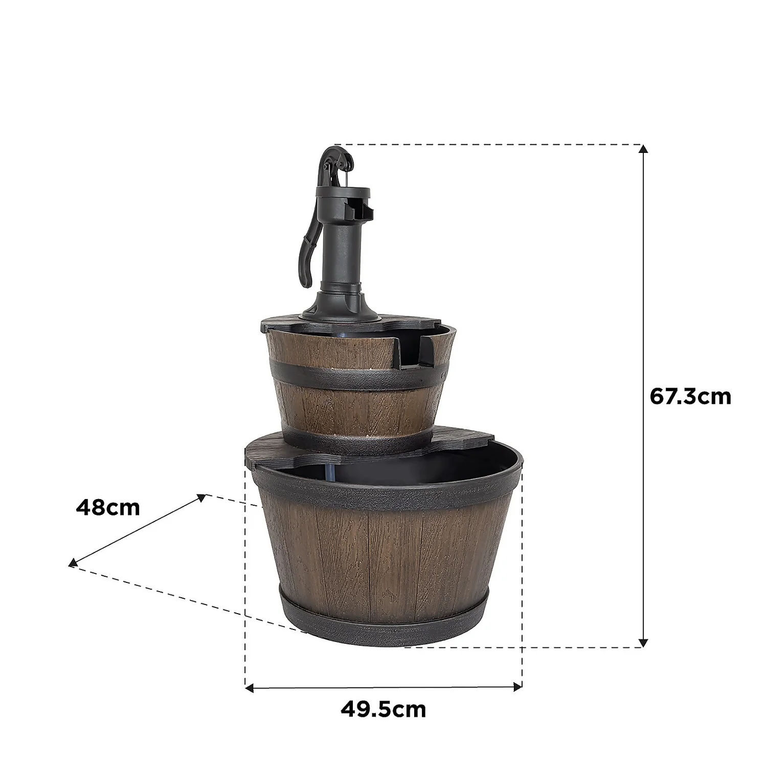 Stylish Fountain Whiskey Barrels Garden Water Feature - Image 9