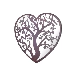 MirrorOutlet Metal Heart Shaped Tree Decorative Garden Mirror - 70x70cm