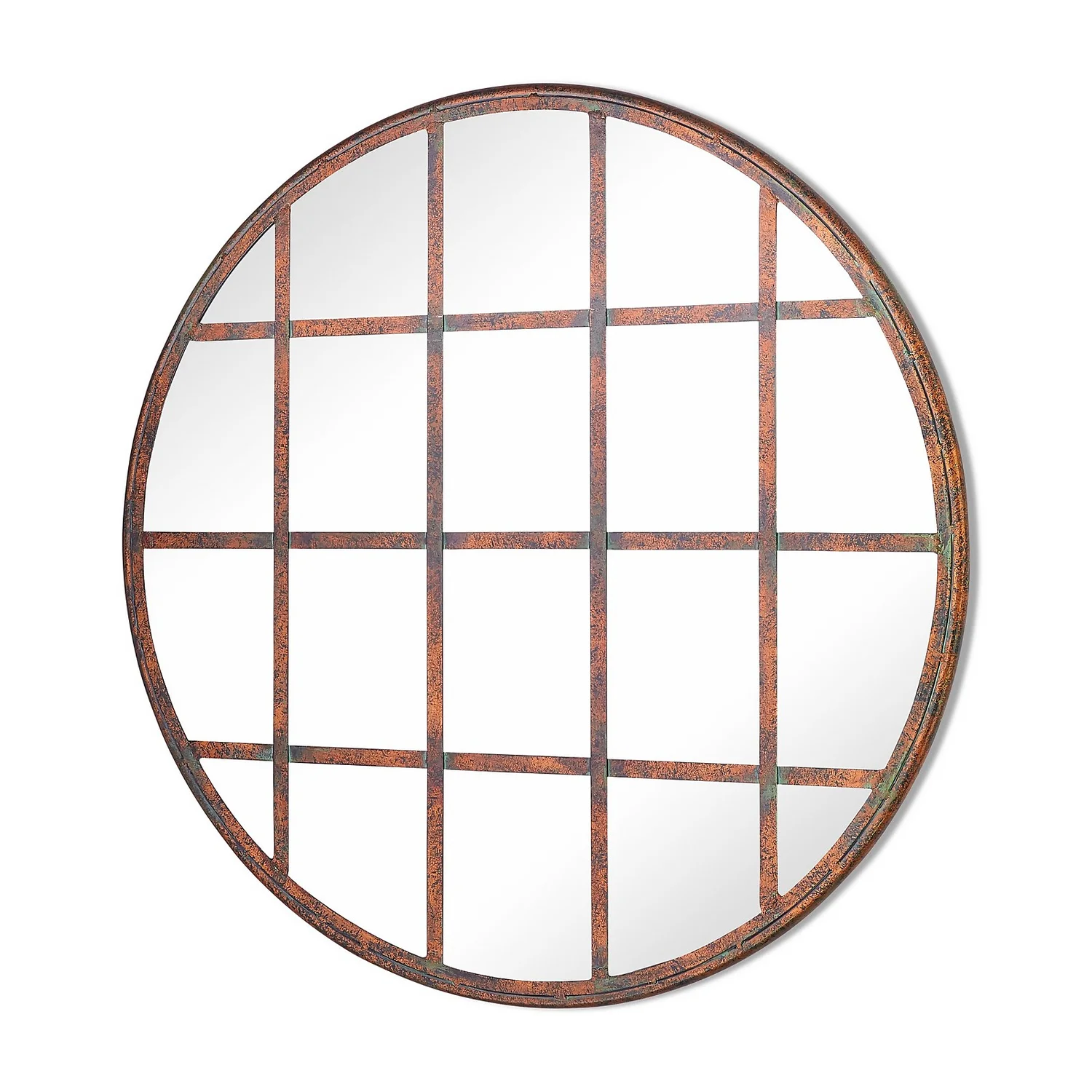 MirrorOutlet Metal Round Decorative Window Garden Mirror - 80cm