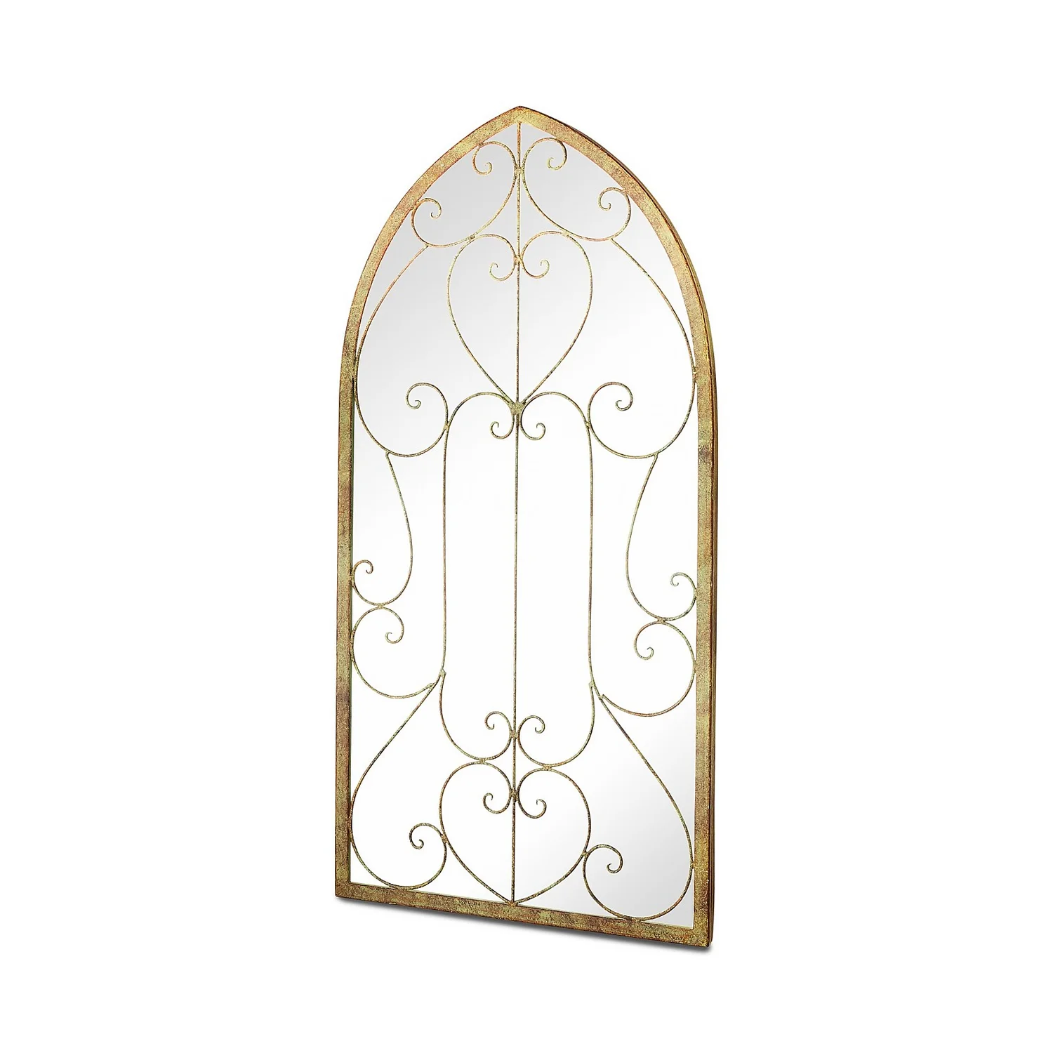 MirrorOutlet Metal Arched Decorative Window Garden Mirror - 100x50cm