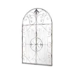 MirrorOutlet Metal Arched Decorative Window Opening Garden Mirror - 102x61cm