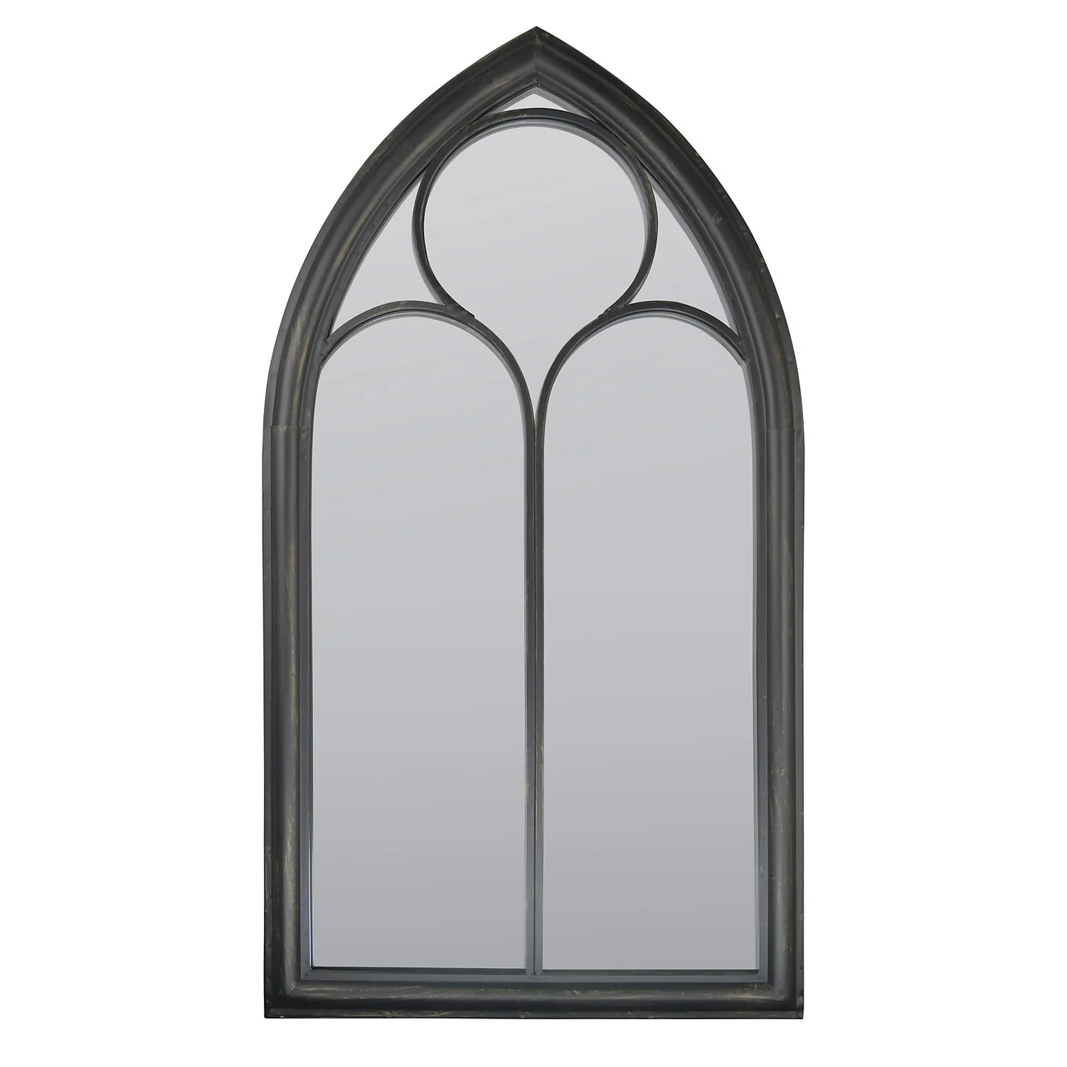 MirrorOutlet Black Somerley Chapel Arch Metal Garden Mirror - 112x61cm