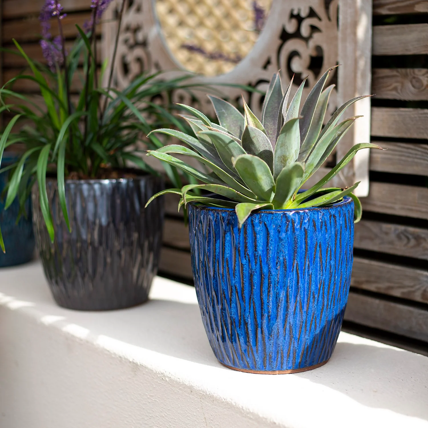 Chiswick Textured Pot Blue - 18cm - Image 2