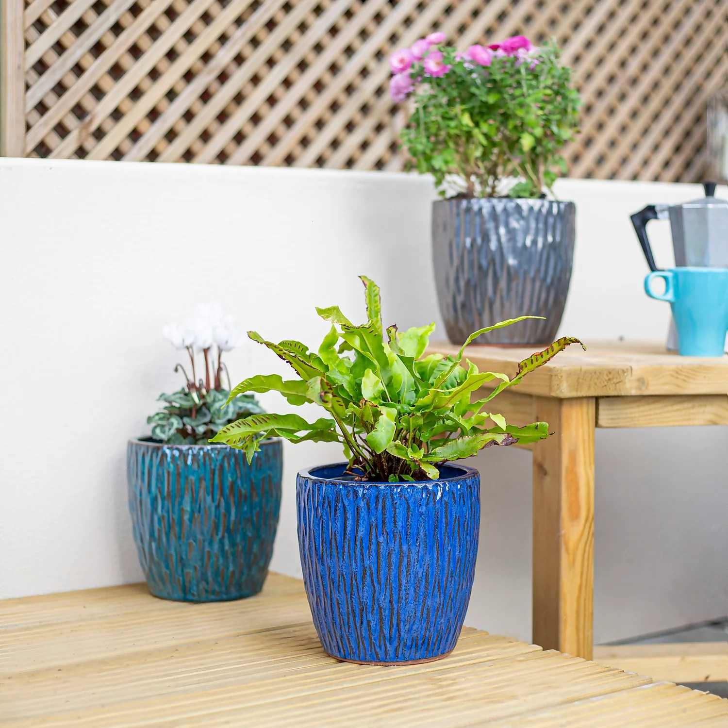 Chiswick Textured Pot Blue - 18cm - Image 5