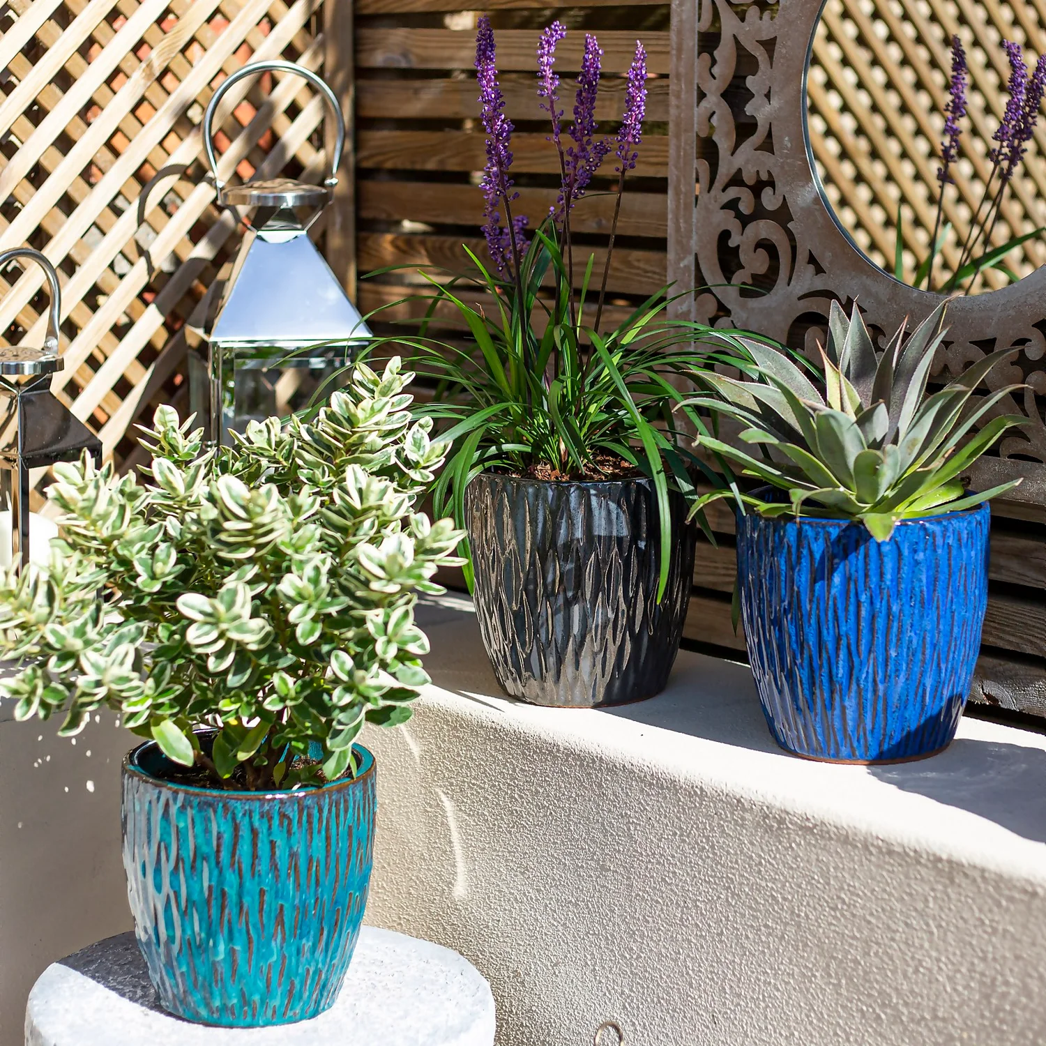 Chiswick Textured Pot Blue - 18cm - Image 6