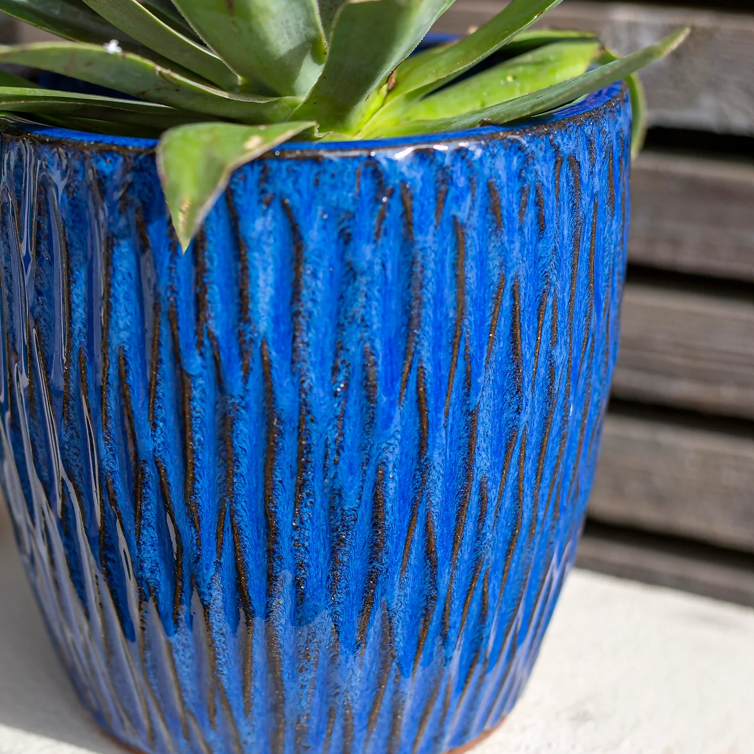 Chiswick Textured Pot Blue - 18cm - Image 4