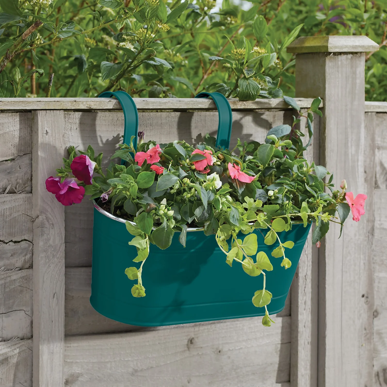 12in Fence And Balcony Hanging Planter - Blue - Image 2