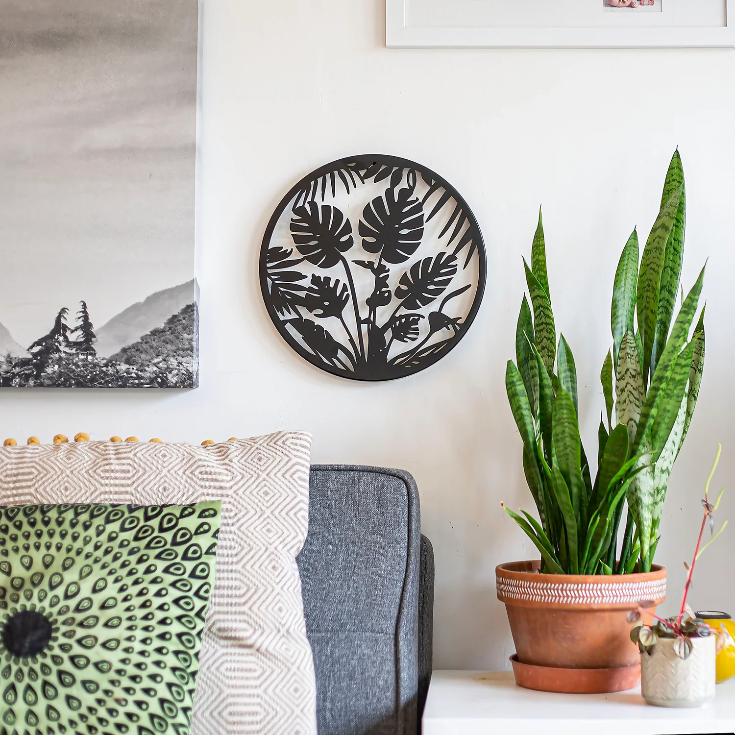 Jungle Leaf Garden Wall Art 35cm - Black - Image 2