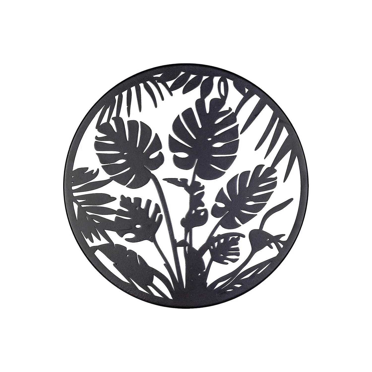 Jungle Leaf Garden Wall Art 35cm - Black