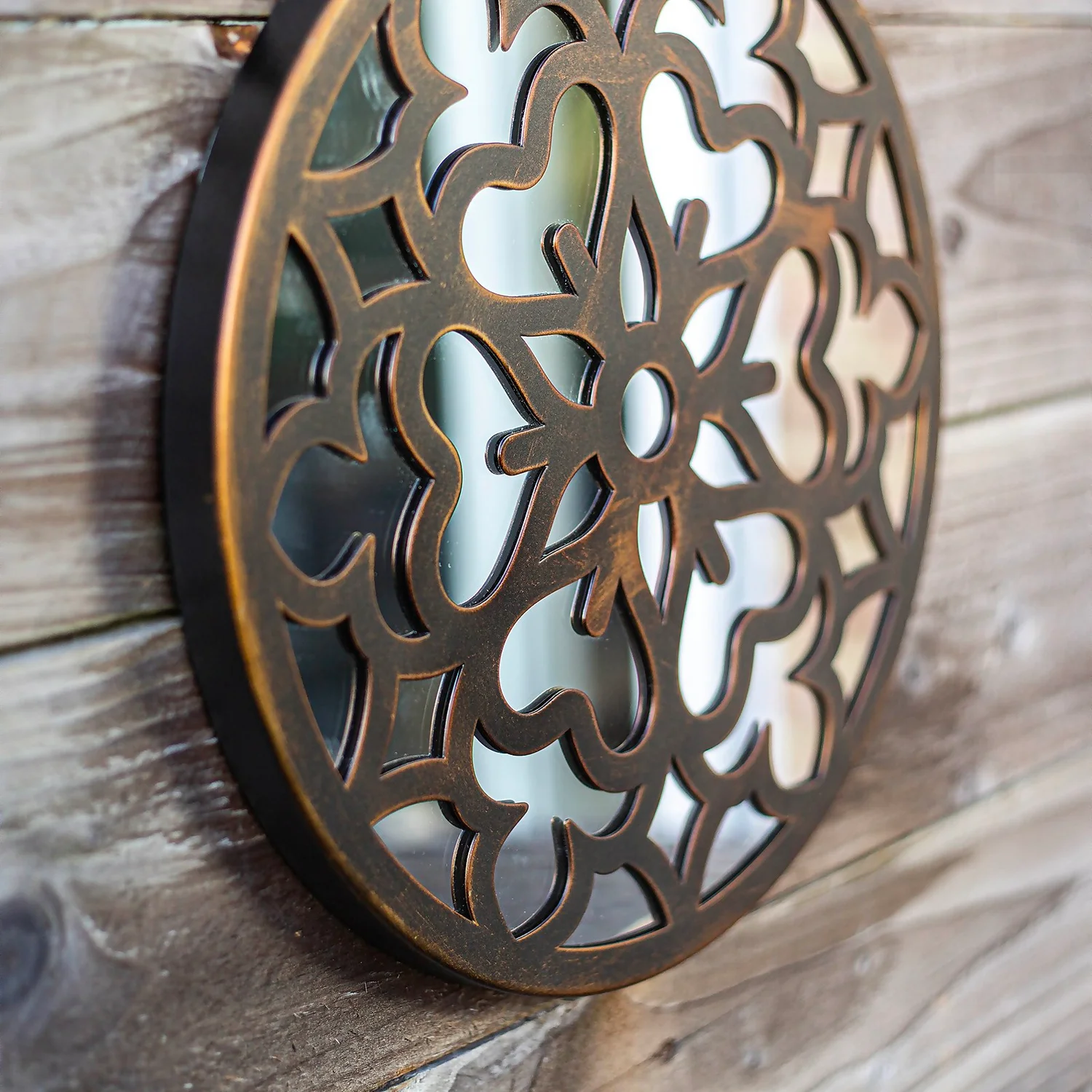 Round Laser Cut Outdoor Mirror 35cm - Bronze - Image 5