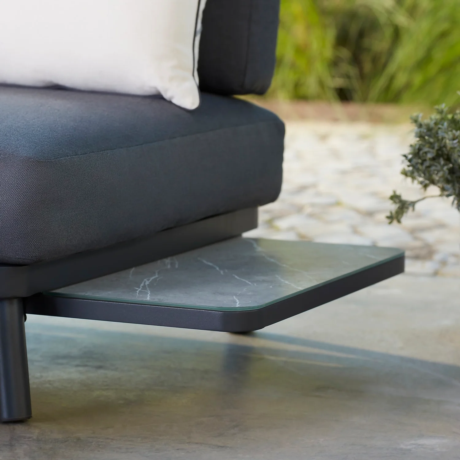 Heba Grey Metal Garden Corner Sofa Set - Image 5