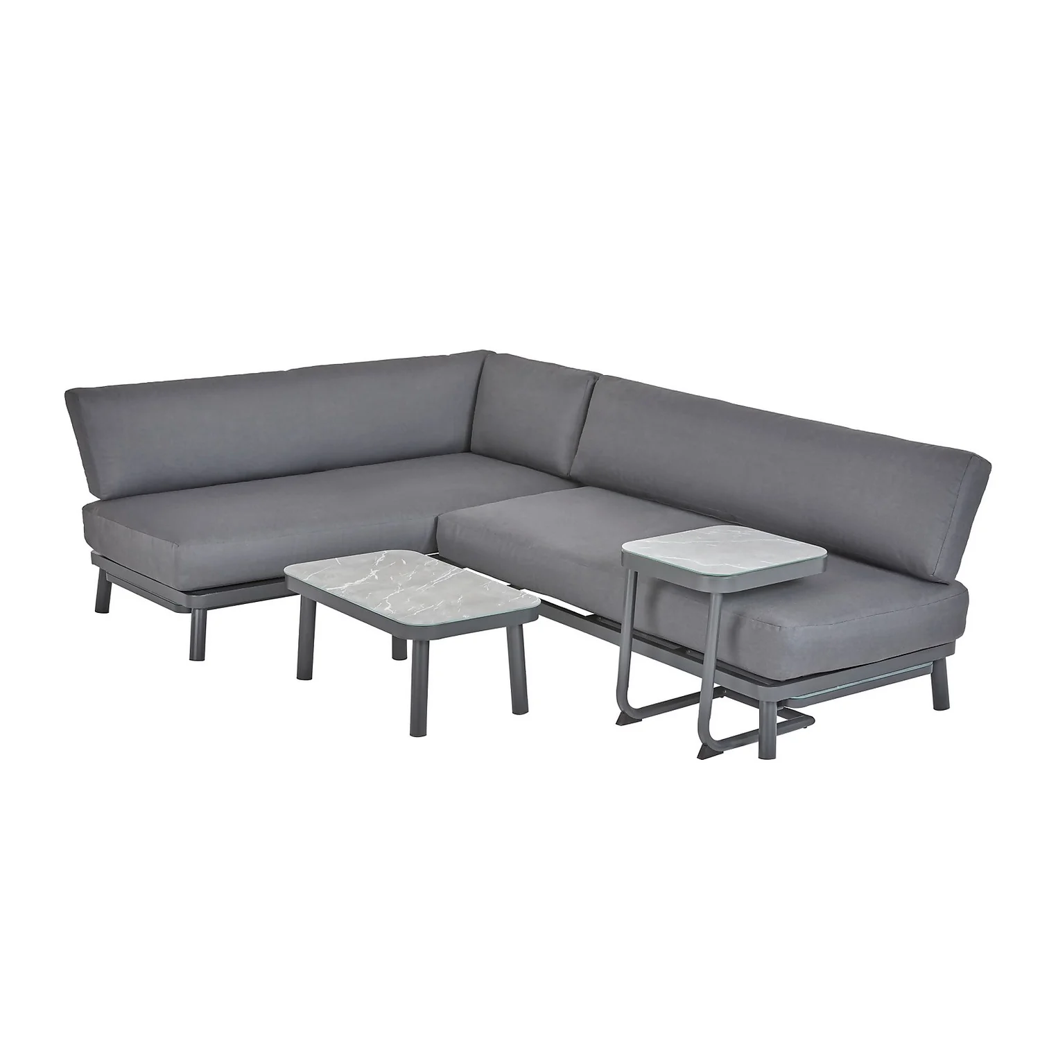 Heba Grey Metal Garden Corner Sofa Set - Image 2