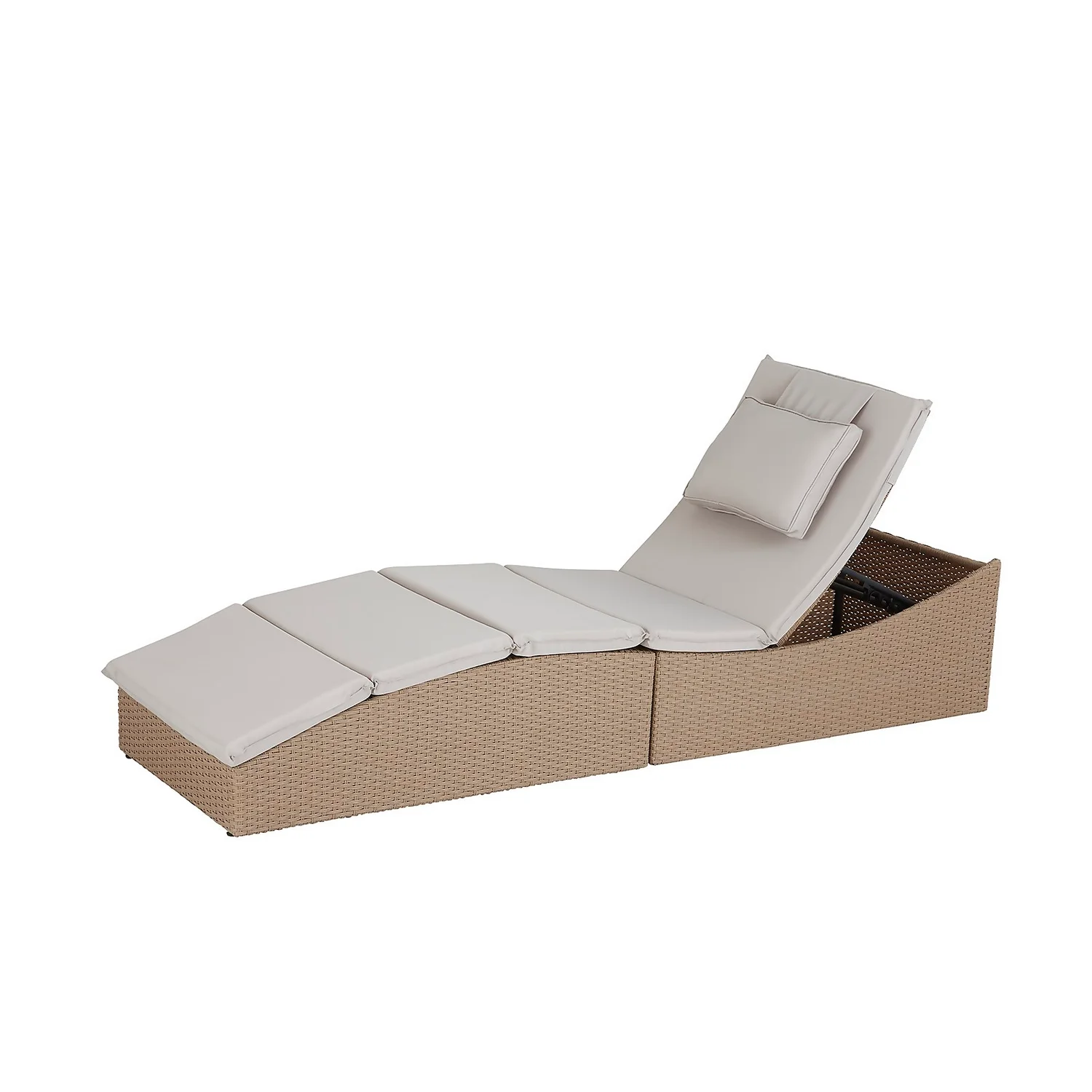 Natural Folding Rattan Sun Lounger - Image 2