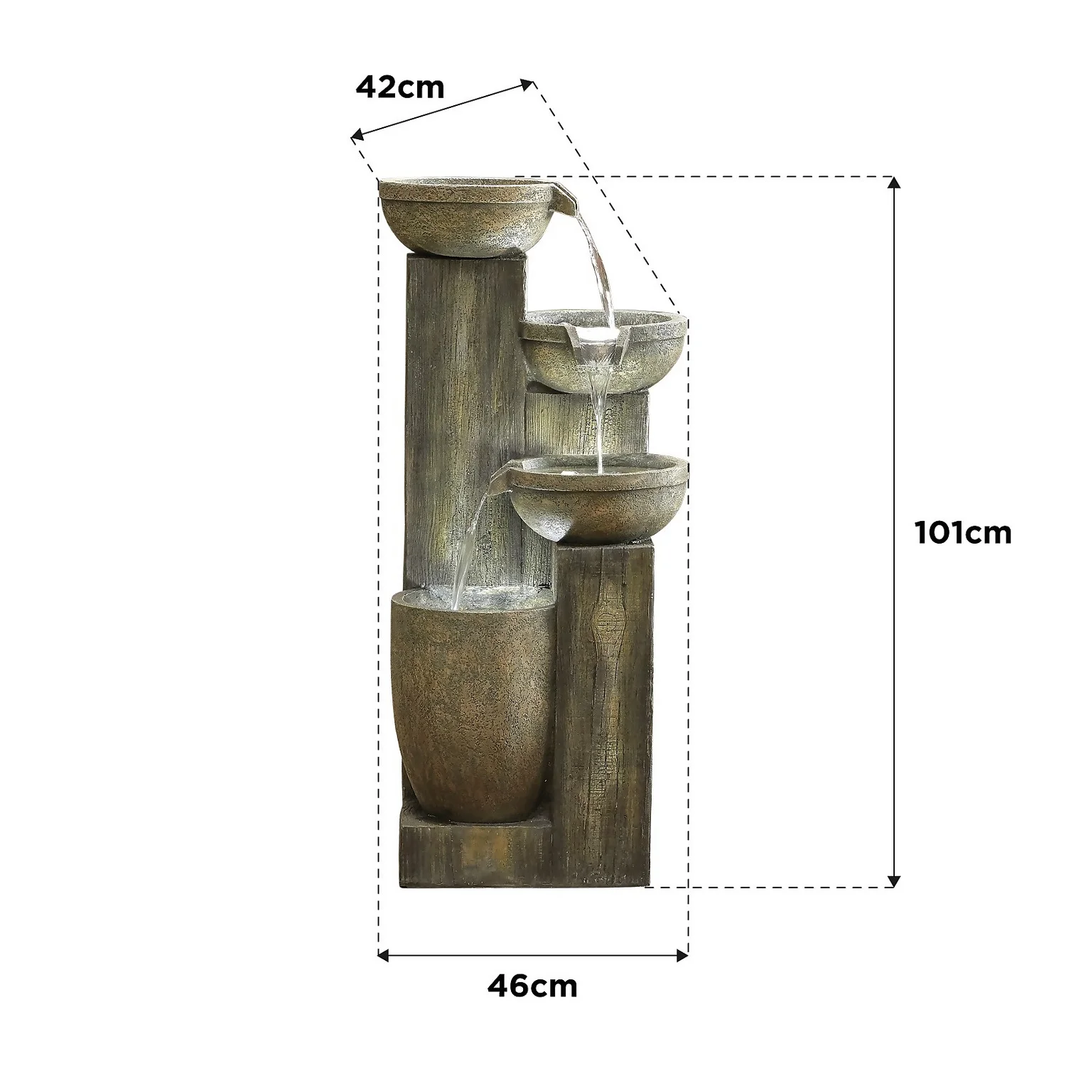 Stylish Fountain Ash Columns Water Feature With LEDs - Image 6