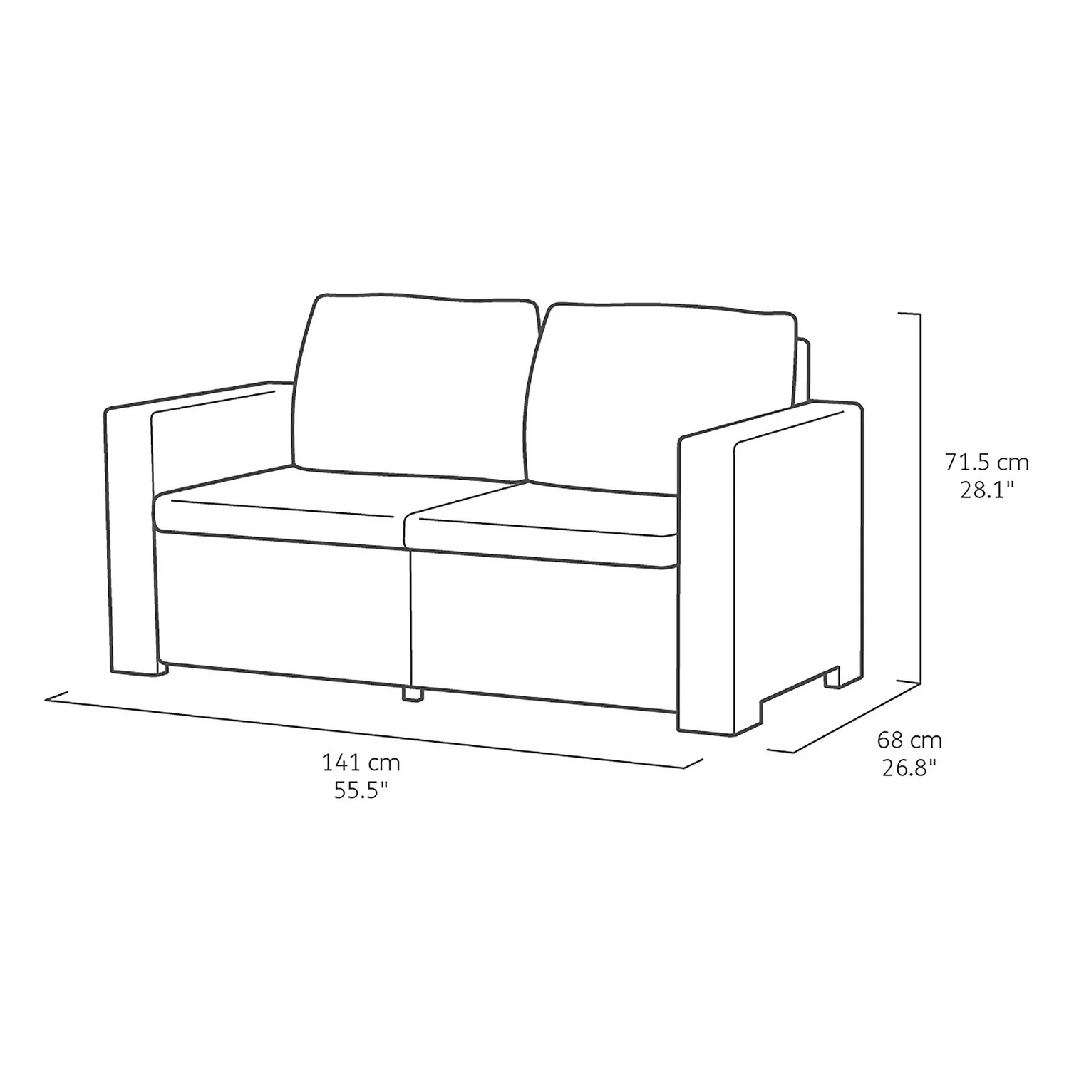 Keter California 5 Seater Double Sofa Outdoor Garden Furniture Lounge Set - Graphite With Grey Cushions - Image 7